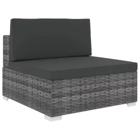    szürke moduláris polyrattan középső kanapé párnákkal