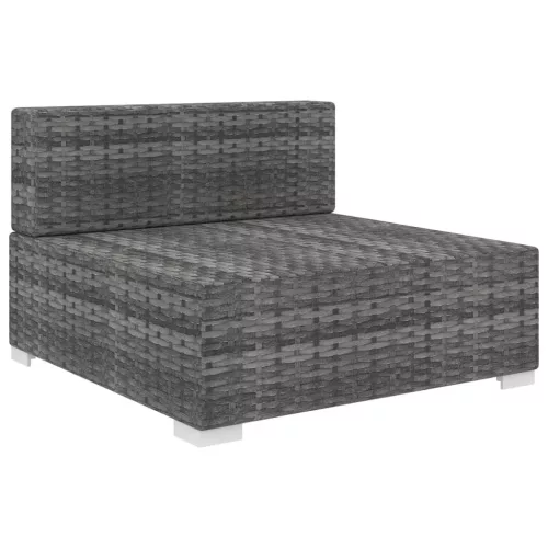  szürke moduláris polyrattan középső kanapé párnákkal