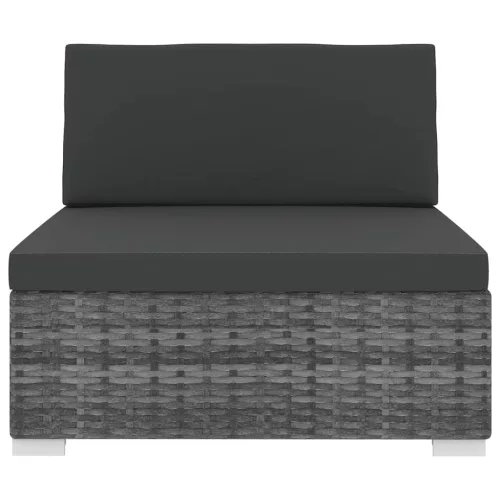 szürke moduláris polyrattan középső kanapé párnákkal