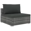  8 részes szürke polyrattan kerti bútorszett párnákkal
