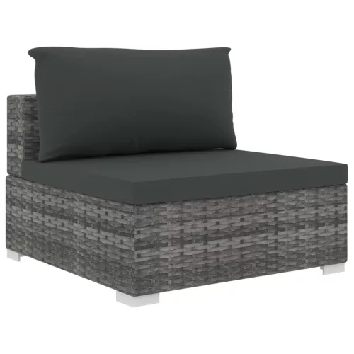  8 részes szürke polyrattan kerti bútorszett párnákkal