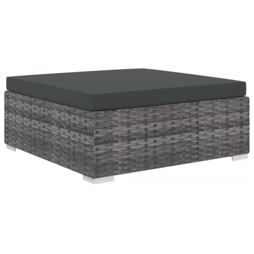  8 részes szürke polyrattan kerti bútorszett párnákkal