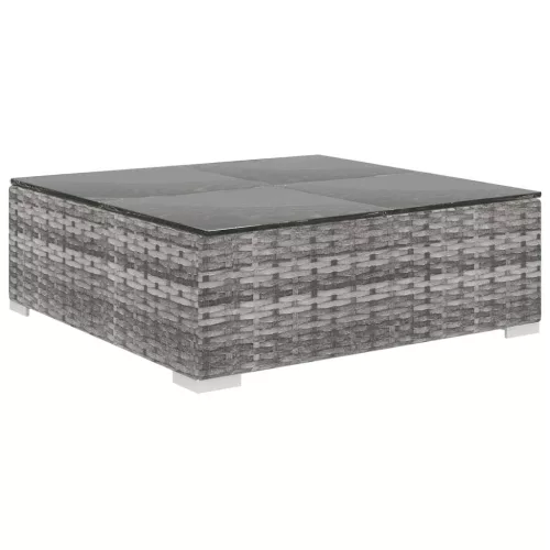  8 részes szürke polyrattan kerti bútorszett párnákkal