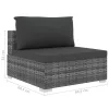  8 részes szürke polyrattan kerti bútorszett párnákkal