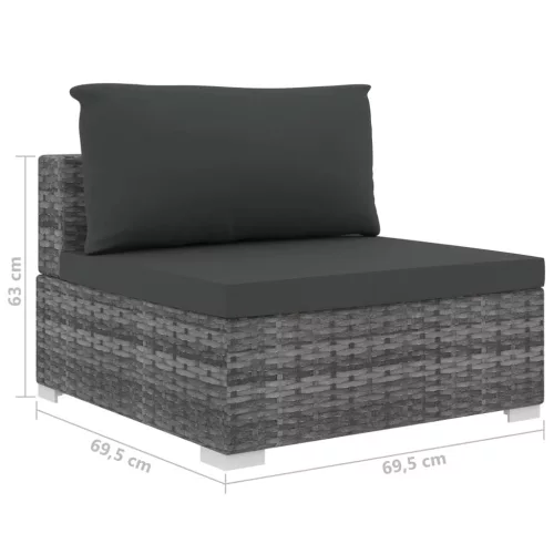  8 részes szürke polyrattan kerti bútorszett párnákkal