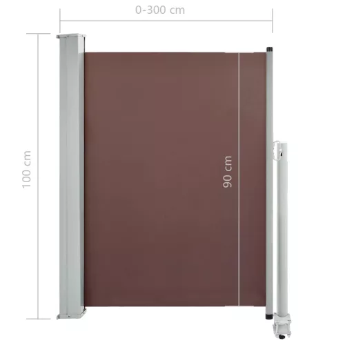  barna behúzható oldalsó teraszi napellenző 100 x 300 cm