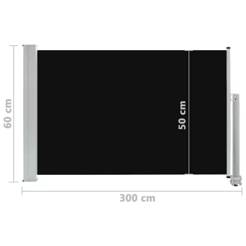  fekete kihúzható oldalsó terasz napellenző 60 x 300 cm