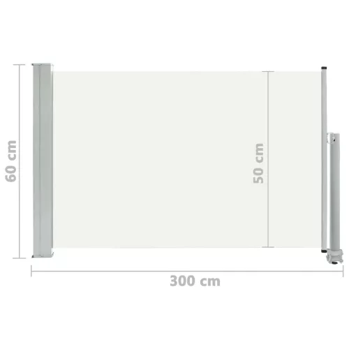  krémszínű kihúzható oldalsó terasz napellenző 60 x 300 cm