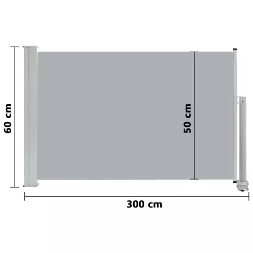  szürke kihúzható oldalsó terasz napellenző 60 x 300 cm