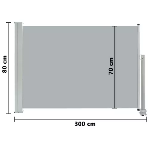  szürke kihúzható oldalsó terasz napellenző 80 x 300 cm
