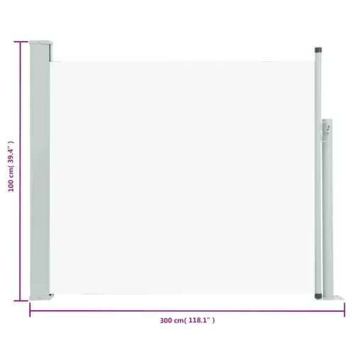  krémszínű kihúzható oldalsó teraszi napellenző 100 x 300 cm