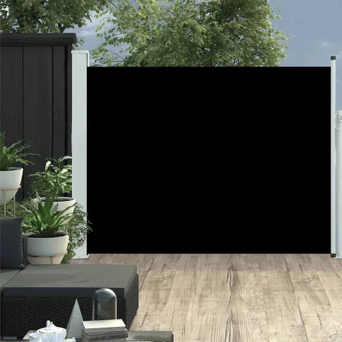  fekete kihúzható oldalsó teraszi napellenző 140 x 500 cm