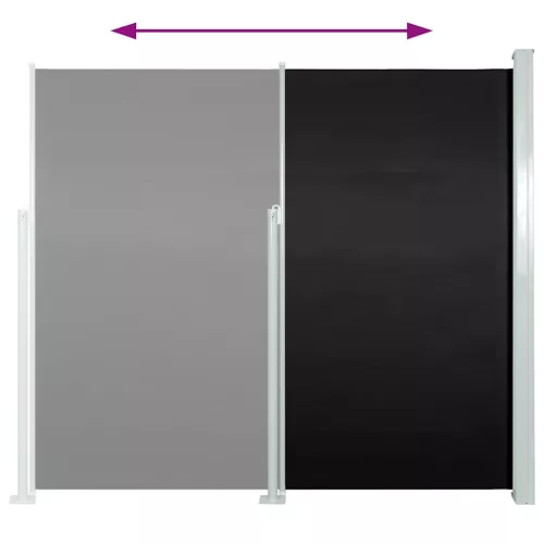  fekete kihúzható oldalsó teraszi napellenző 140 x 500 cm