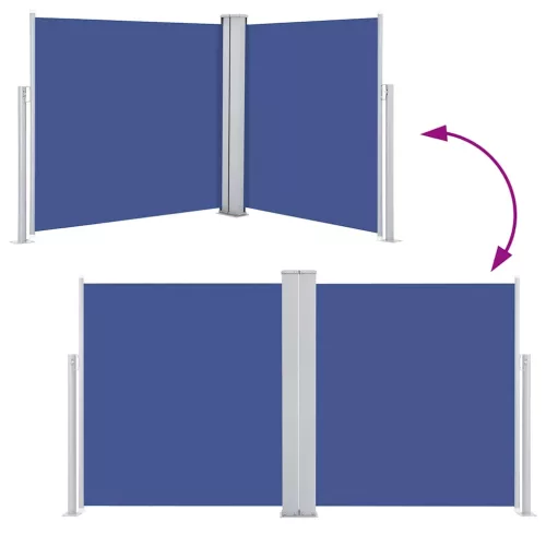  kék behúzható oldalsó napellenző 100 x 600 cm