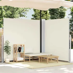    krémszínű behúzható dupla teraszi napellenző 170 x 600 cm 