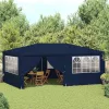  kék rendezvénysátor oldalfalakkal 4 x 6 m 90 g/m²
