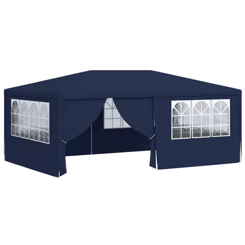  kék rendezvénysátor oldalfalakkal 4 x 6 m 90 g/m²