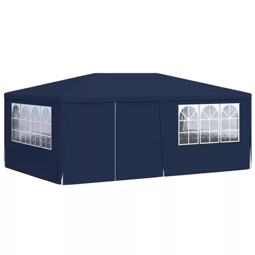  kék rendezvénysátor oldalfalakkal 4 x 6 m 90 g/m²
