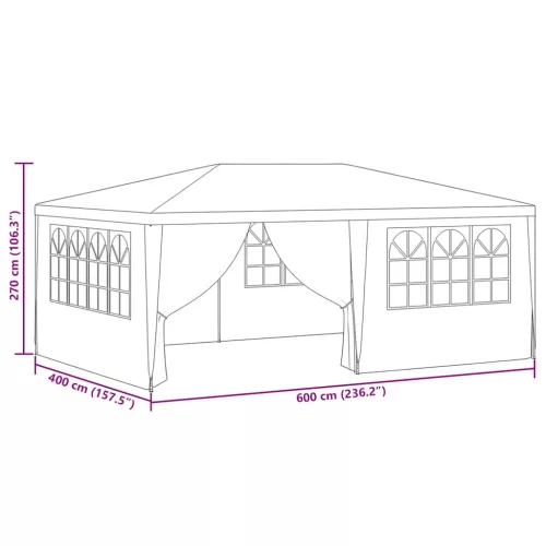  kék rendezvénysátor oldalfalakkal 4 x 6 m 90 g/m²
