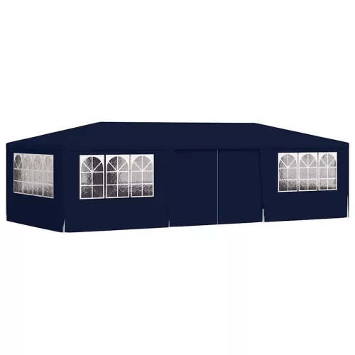  kék rendezvénysátor oldalfalakkal 4 x 9 m 90 g/m²