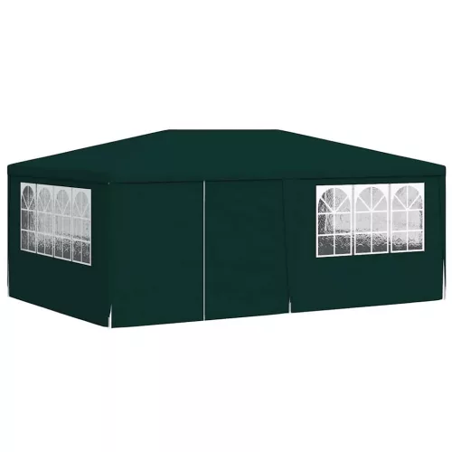  zöld rendezvénysátor oldalfalakkal 4 x 6 m 90 g/m²