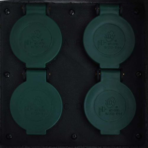  szürke poligyanta vízálló kerti 4 foglalatos aljzat