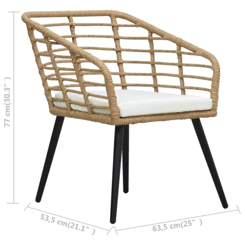 2 db tölgyszínű polyrattan kerti szék párnával