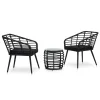  3-darabos fekete polyrattan bisztrószett