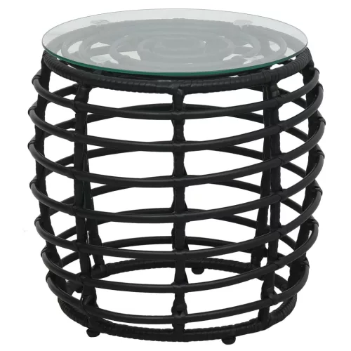  3-darabos fekete polyrattan bisztrószett
