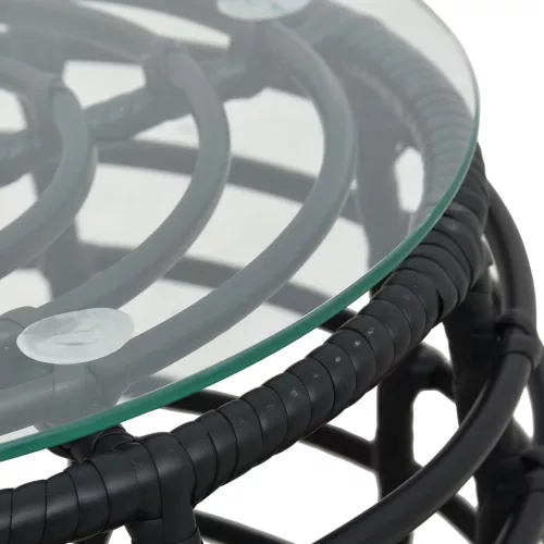  3-darabos fekete polyrattan bisztrószett