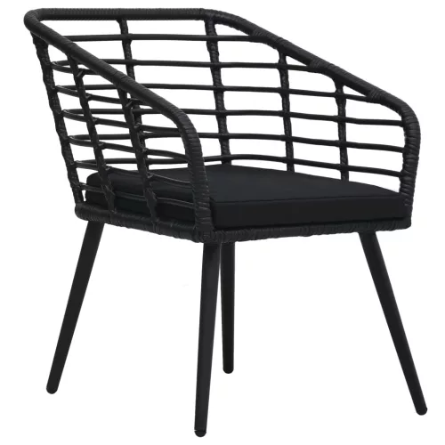  3-darabos fekete polyrattan bisztrószett