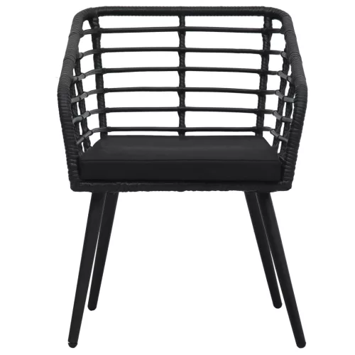  3-darabos fekete polyrattan bisztrószett