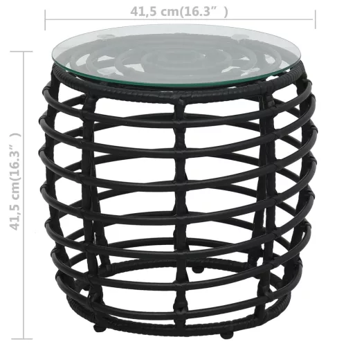  3-darabos fekete polyrattan bisztrószett