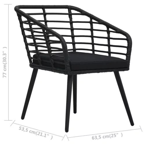  3-darabos fekete polyrattan bisztrószett