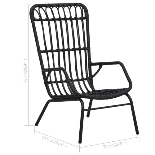  fekete polyrattan kerti szék