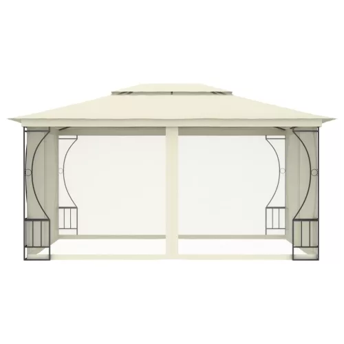  krémszínű pavilon hálóval 300 x 400 x 265 cm