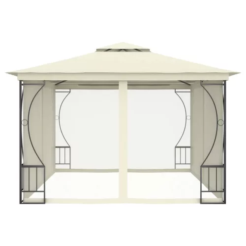  krémszínű pavilon hálóval 300 x 400 x 265 cm