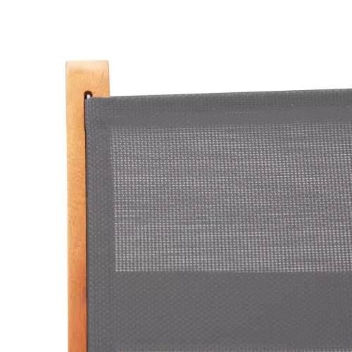  4 db szürke eukaliptuszfa és textilén összecsukható kerti szék 