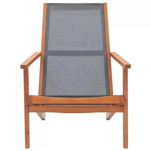  szürke tömör eukaliptuszfa és textilén kerti pihenőszék 