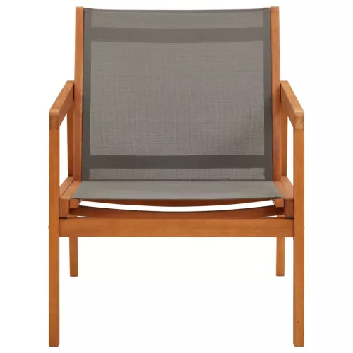  szürke tömör eukaliptuszfa és textilén kerti pihenőszék