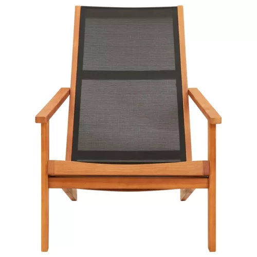  fekete tömör eukaliptuszfa és textilén kerti pihenőszék