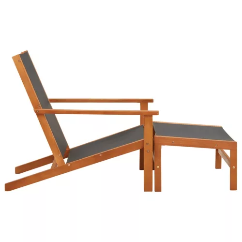  tömör eukaliptuszfa és textilén kerti szék lábtartóval