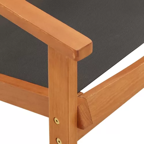  tömör eukaliptuszfa és textilén kerti szék lábtartóval