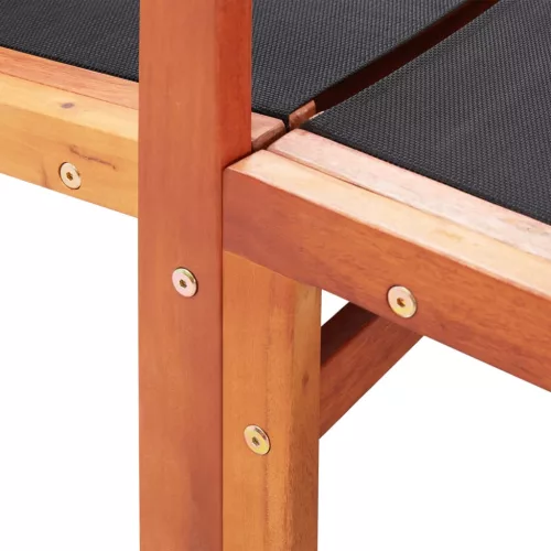  tömör eukaliptuszfa és textilén kerti szék lábtartóval