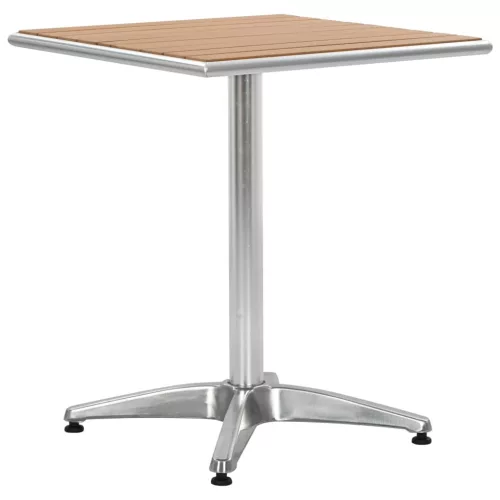 ezüstszín alumínium és WPC kerti asztal 60 x 60 x 70 cm