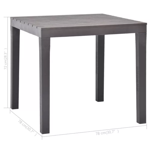  kávészínű műanyag kerti asztal 78 x 78 x 72 cm