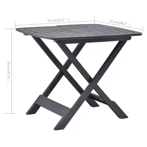  antracitszürke műanyag összecsukható kerti asztal 79x72x70 cm