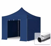   Professional összecsukható sátrak PROFESSIONAL 400g/m2 ponyvával, alumínium szerkezettel, 4 oldalfallal, ablak nélkül -  3x3m kék