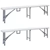  2 db fehér összecsukható HDPE kerti pad 180 cm