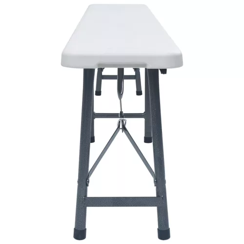  2 db fehér összecsukható HDPE kerti pad 180 cm